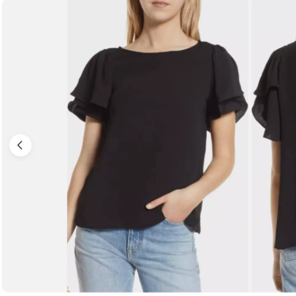 Vince Camuto |‎ Tulip-sleeve Top Black | Size Medium Women'
